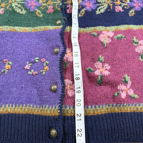 Vintage Woolrich Floral Colorblock Wool Sweater Grandma Cottagecore Cozy Old S - Picture 8 of 9
